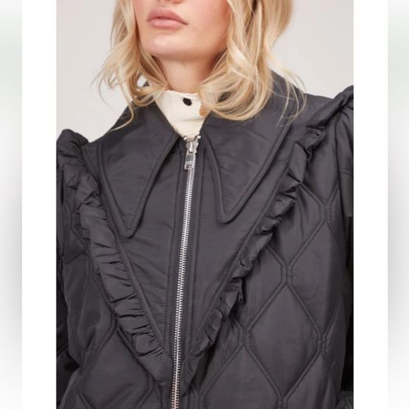Ganni Ripstop Quilt Jacket in Black -36 - Picture 5 of 7